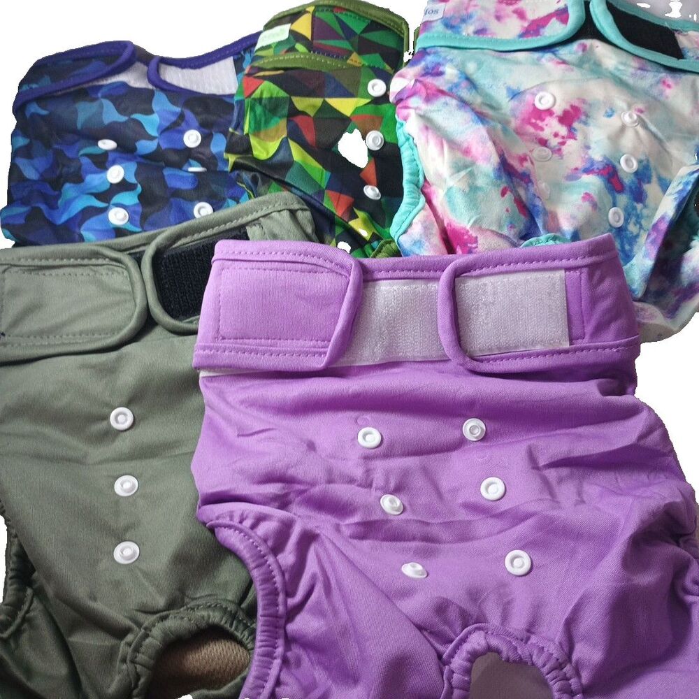 Female Dog Diapers Washable Reusable Lot 5 Adjustable Pet Diaper Wraps Large
